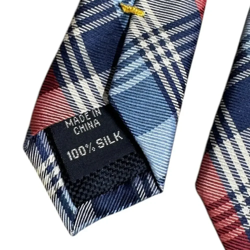 Nautica 100% Silk Tie Striped Plaid Pattern Classic Mens Necktie